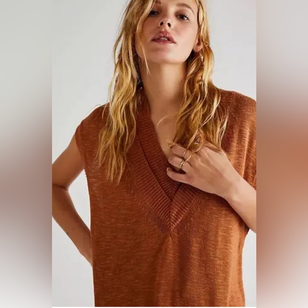 Free People Rust Sleeveless Knit Vest